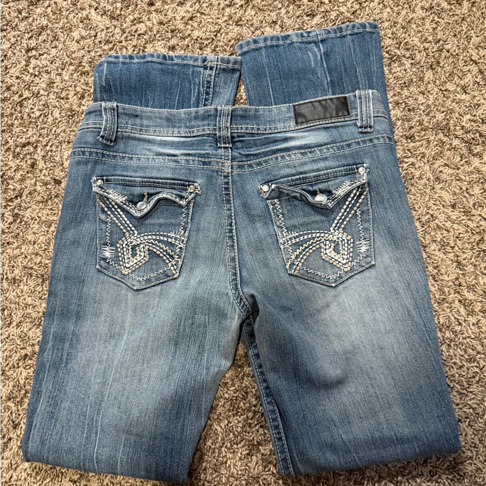 Y2k Twenty-one black Blue Boot Cut Jeans with Embellished Pockets